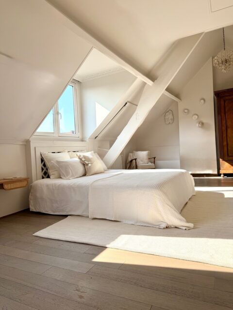 Minimalistic room in white soft tones