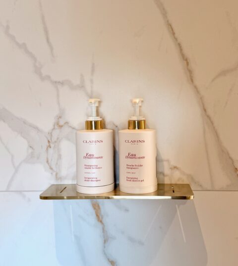 Luxury bathroom clarins amenities from Paris
